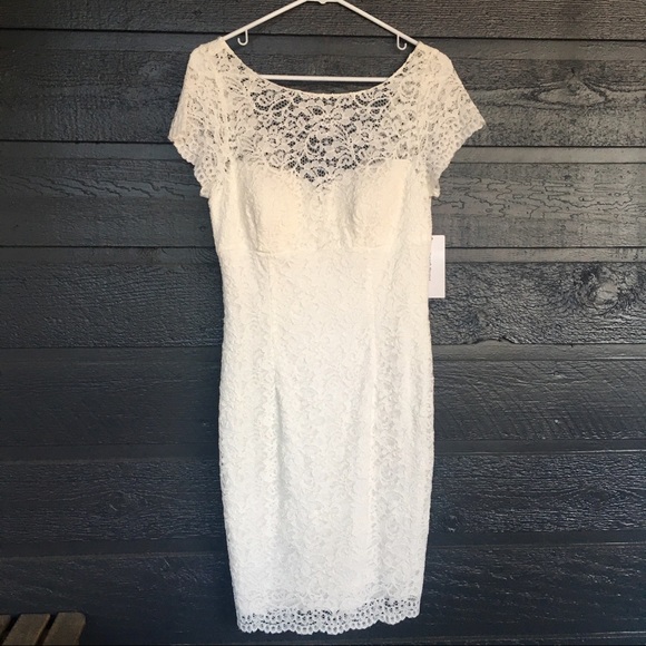 David’s Bridal Short Lace Wedding Dress - NWT - Picture 1 of 8